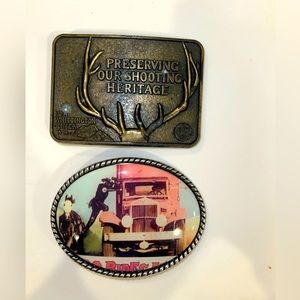 2 Buckles 1 Metal NRA “Preserving Our Shooting Heritage” & 1 Trucker Buckle